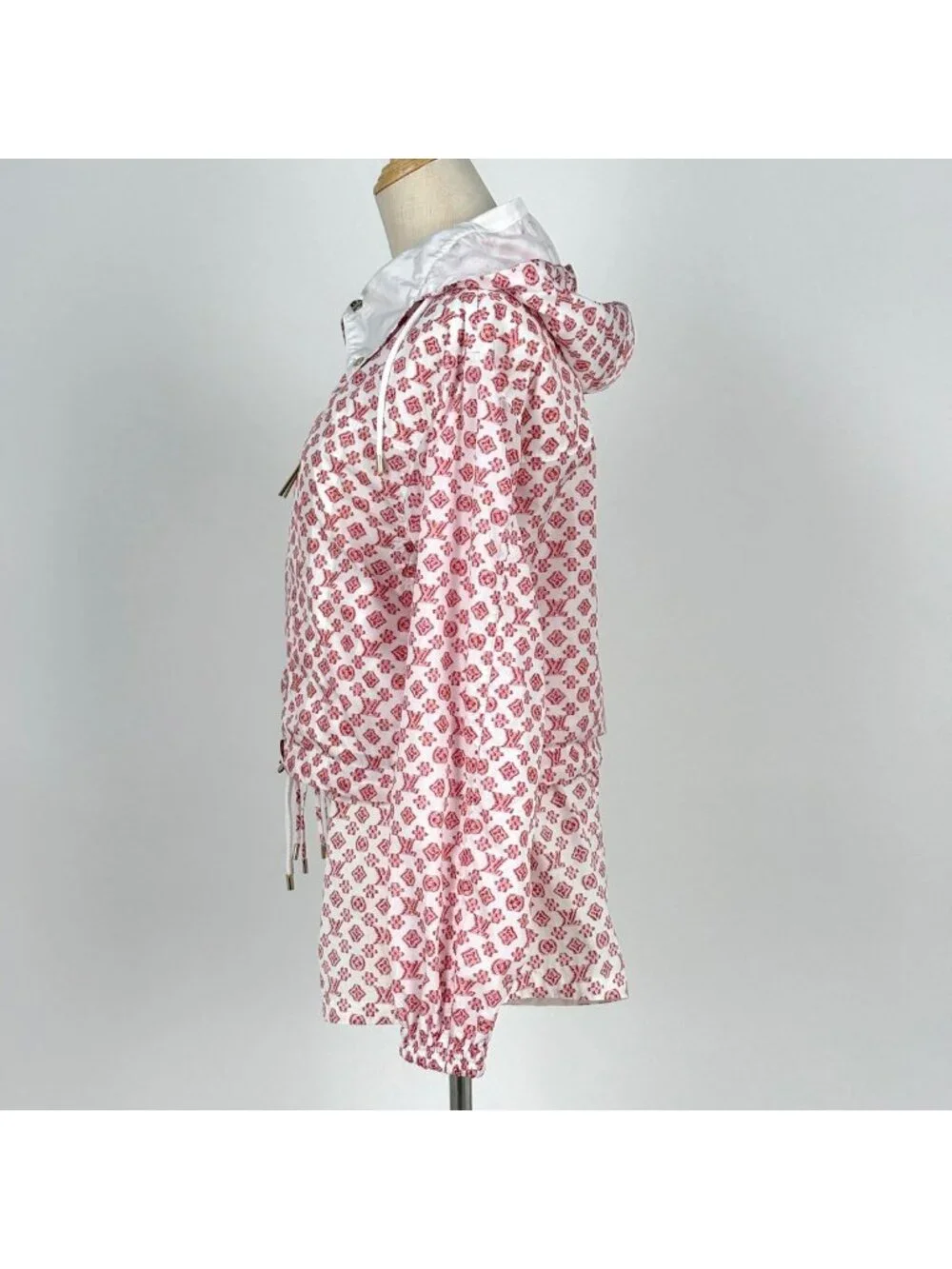 Louis Vuitton Monogram Hooded Jacket Set Mini Shorts Nylon White